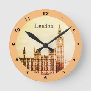 Rustic Big Ben Clock & London - Westminster Ronde Klok