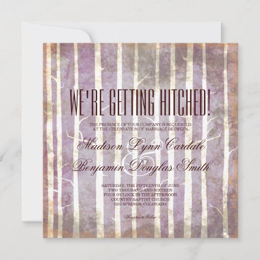 Rustic Birch Aspen Trees Fall Wedding Invitations Kaart (Voorkant)