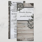 Rustic Birch Bark & Barn Board Programme de mariag (Devant / Derrière)