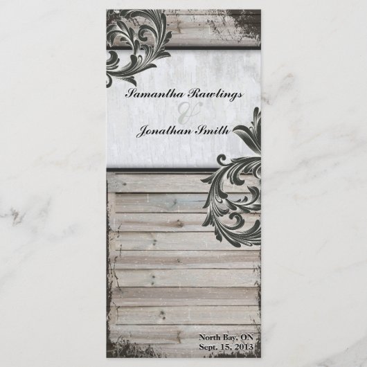 Rustic Birch Bark & Barn Board Programme de mariag (Devant)