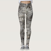 Rustic Birch Bark Distressed Cracked Pattern Leggings (Voorkant)