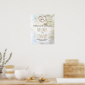 Rustic Birch Bark Heart Wedding Welcome Sign Poster (Keuken)