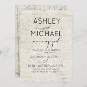 Rustic Birch Bark Typography Engagement Party Kaart (Voorkant / Achterkant)