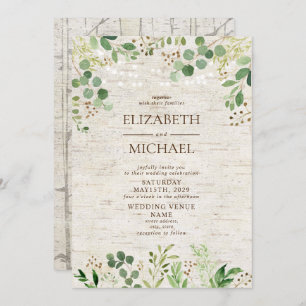 Rustic Birch Botanicals Forest Outdoor Wedding Kaart
