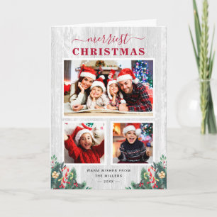 Rustic Birch Mistletoe Happiest Feestdagen 3 Foto Kaart