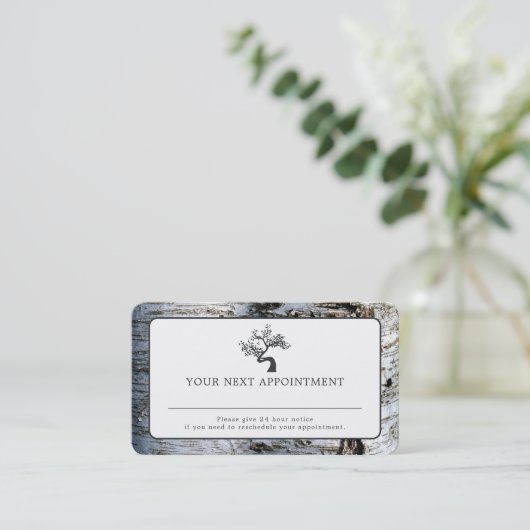 Rustic Birch Tree, Appointkaart Afsprakenkaartje (Staand voorkant)