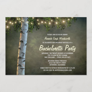Rustic Birch Tree Bachelorette Party Kaart