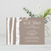 Rustic Birch Tree Bridal Shower Invitations Kaart (Staand voorkant)