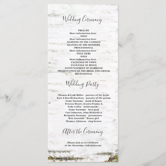 Rustic Birch Tree Heart Programmes Mariages de aut (Dos)