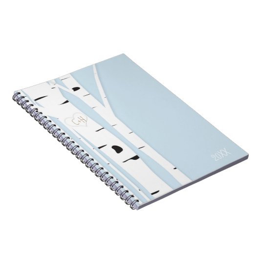 Rustic Birch Tree Icy Blue Carnet Journal (Côté Droit)