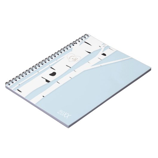 Rustic Birch Tree Icy Blue Carnet Journal (Côté gauche)