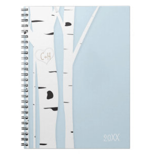 Rustic Birch Tree Icy Blue Carnet Journal