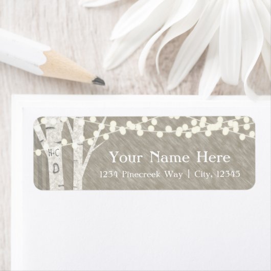 Rustic Birch Tree String Étiquettes de adresse (En situation)
