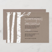Rustic Birch Tree Wedding Invitations Kaart (Voorkant / Achterkant)