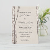 Rustic Birch Tree Woodland Wedding Invitation Kaart (Staand voorkant)