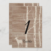 Rustic Birch Trees and Deer Wedding Table Number Kaart (Voorkant / Achterkant)