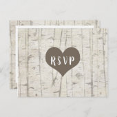 Rustic Birch Wood bruiloft Rsvp Buffet Uitnodiging Briefkaart (Voorkant / Achterkant)