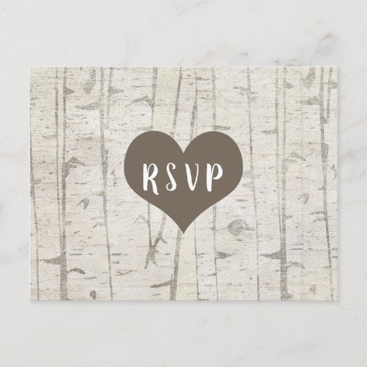Rustic Birch Wood bruiloft Rsvp Buffet Uitnodiging Briefkaart (Voorkant)
