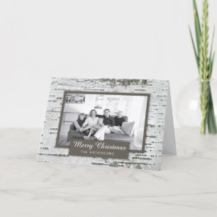 Rustic Birch Wood - Carte de voeux photo de Noël