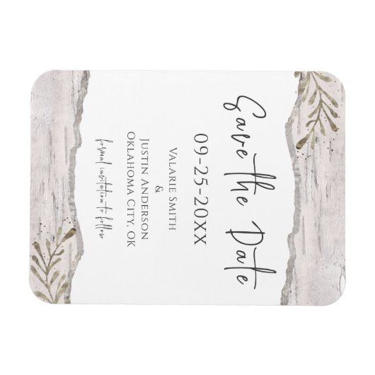 Rustic Birch Wood Save the Date bruiloft Magneet (Horizontaal)