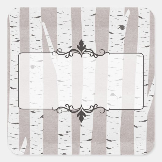 Rustic Birch Wood Trees & Branches Natural Modern Vierkante Sticker (Voorkant)
