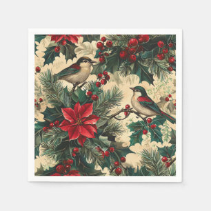 Rustic Bird en Poinsettia kerstpatroon (13) Servet