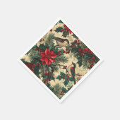 Rustic Bird en Poinsettia kerstpatroon (13) Servet (Hoek)