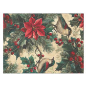 Rustic Bird en Poinsettia kerstpatroon (13) Tafelkleed (Voorkant (Horizontaal))