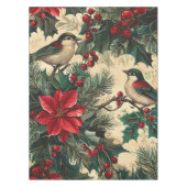 Rustic Bird en Poinsettia kerstpatroon (13) Tafelkleed (Voorkant)