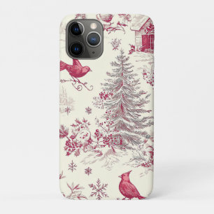Rustic Bird en Poinsettia kerstpatroon (17) iPhone 11 Pro Hoesje
