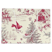 Rustic Bird en Poinsettia kerstpatroon (17) Groot Cadeauzakje (Achterkant)