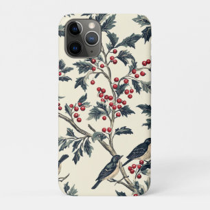 Rustic Bird en Poinsettia kerstpatroon (18) iPhone 11 Pro Hoesje