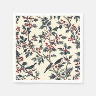 Rustic Bird en Poinsettia kerstpatroon (18) Servet