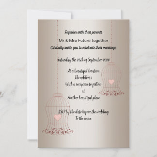 RUSTIC BIRDCAGE GOLD BRONZE WEDDING CUSTOM KAART