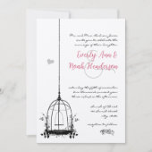 Rustic Birdcage Red Accents Wedding Invitations Kaart (Voorkant)