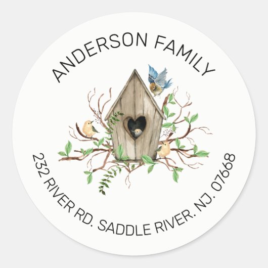 Rustic Birdhouse | Nieuwe sticker van label voor t (Voorkant)