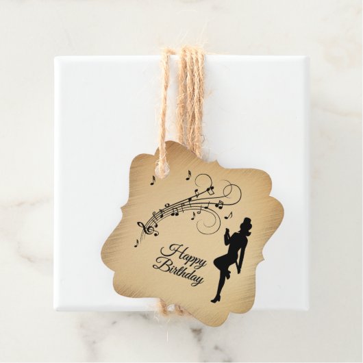 Rustic Birthday Dancer en Muzieknoten Bedankjes Labels (In situ)
