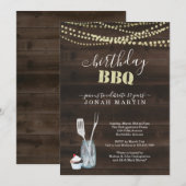 Rustic Birthday Party BBQ - Lights Wood Mason Jar Kaart (Voorkant / Achterkant)