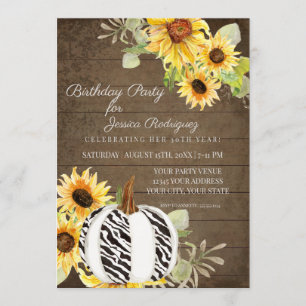 Rustic Birthday Party Floral Herfst Zebra Pumpkin Kaart