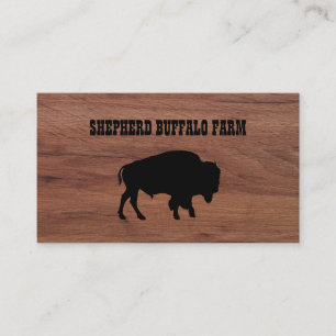 Rustic Bison Buffalo Service Wood Visitekaartje
