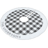 Rustic Black and White Buffalo Check familienaam Kerstboom Rok (Gekanteld)