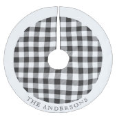 Rustic Black and White Buffalo Check familienaam Kerstboom Rok (Voorkant)
