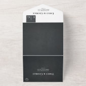 Rustic Black and White Monogram Modern Wedding All In One Uitnodiging (Buitenkant)