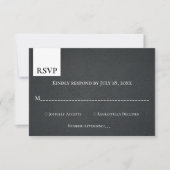 Rustic Black and White Monogram Modern Wedding RSVP Kaartje (Voorkant)
