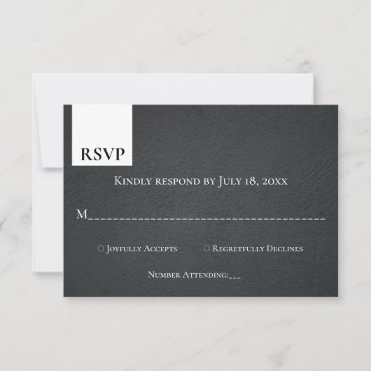 Rustic Black and White Monogram Modern Wedding RSVP Kaartje (Voorkant)