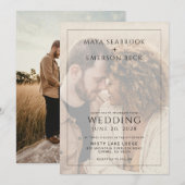 Rustic Black And White Overlay Photo Wedding Kaart (Voorkant / Achterkant)