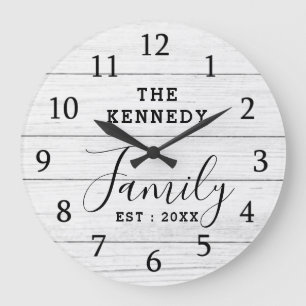 Rustic Black And White Wood Farmhouse Family Name Grote Klok
