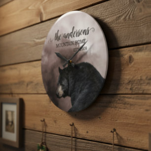 Rustic Black Bear Forest Cabin Decor Monogram Grote Klok