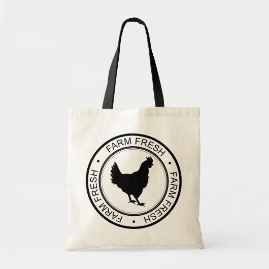 Rustic Black Boerderij Fresh Badge Black Hen Tote Bag (Voorkant)