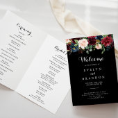 Rustic Black Botanical Folded Wedding Programme